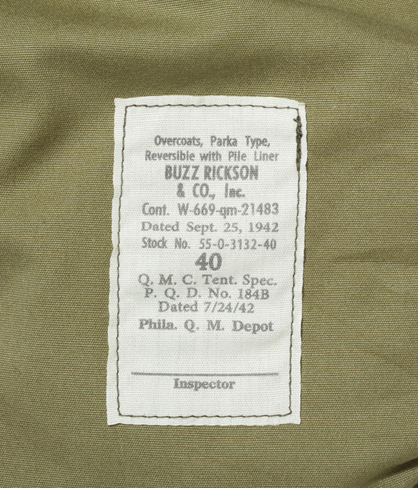 Lot No. BR14866 / OVERCOATS, PARKA TYPE, REVERSIBLE “BUZZ RICKSON