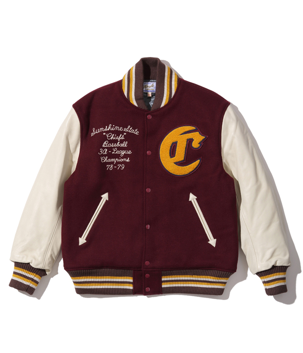 Lot No. WV14903-170 / 30oz. WOOL MELTON AWARD JACKET “CHIEFS” (WINE)-TOYO  ENTERPRISE ONLINE STORE