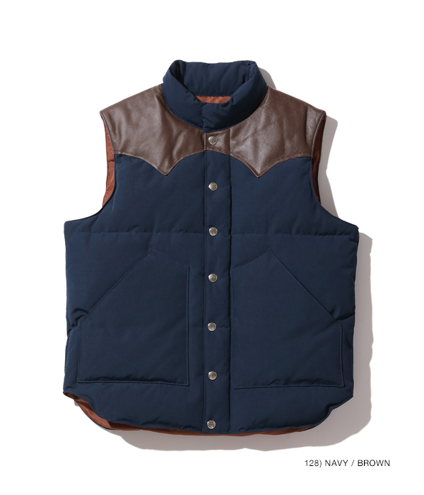 Lot No. SC15222 / LEATHER YOKE T/C DOWN VEST - SUGAR CANE ...