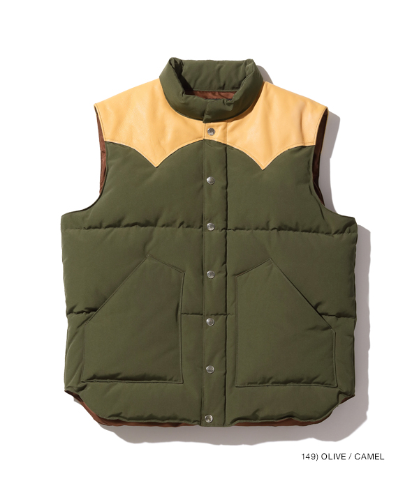 Lot No. SC15222 / LEATHER YOKE T/C DOWN VEST - SUGAR CANE ...