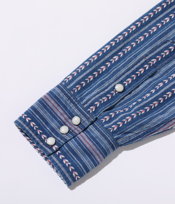 Lot No. SC28998 / NATIVE AMERICAN INDIGO STRIPE WESTERN